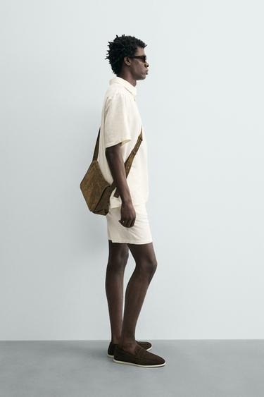 REGULAR FIT HEMP - COTTON BERMUDA SHORTS - White by Zara - Image 3