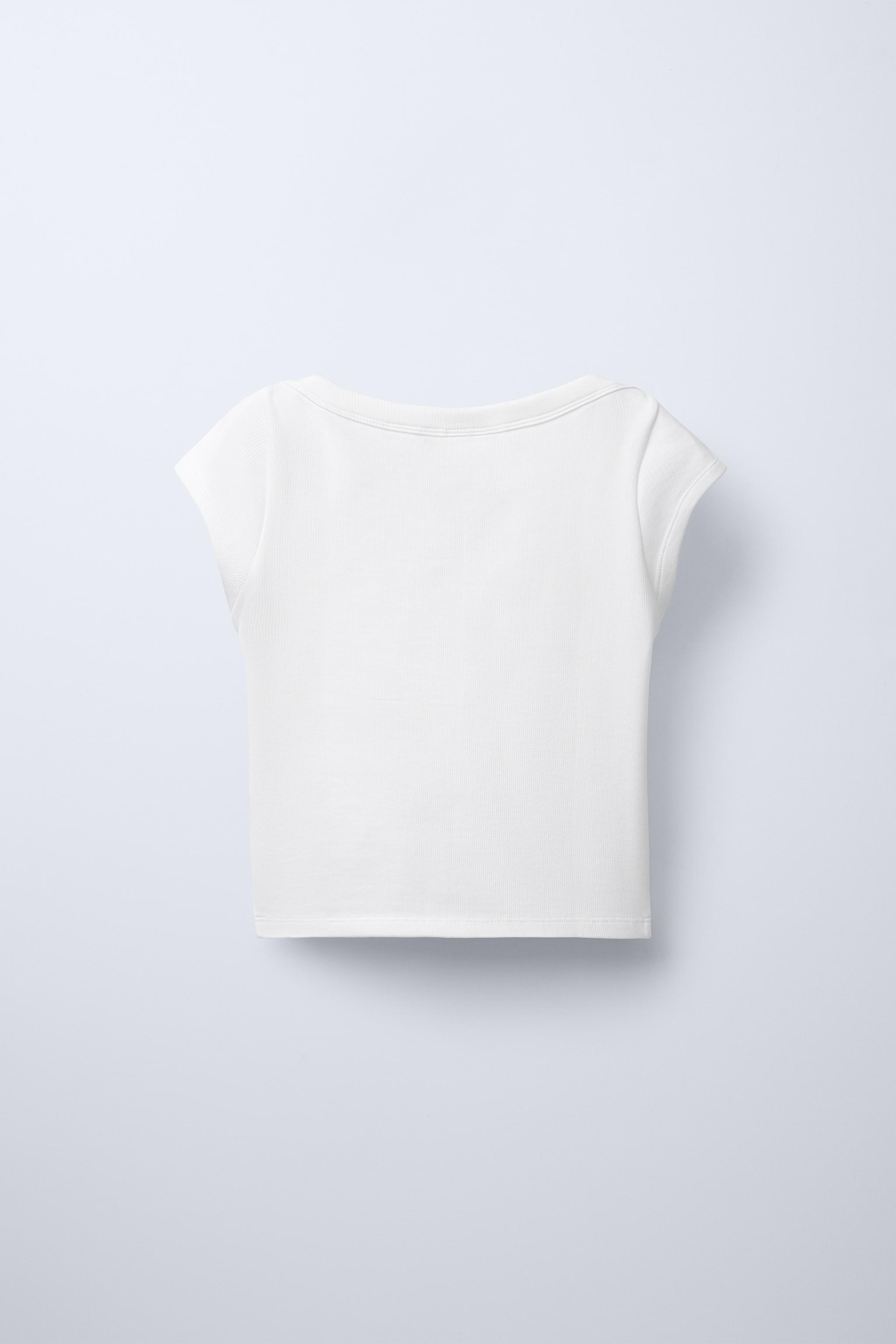 RIBBED BOAT NECK T-SHIRT - Oyster-white | ZARA South Africa