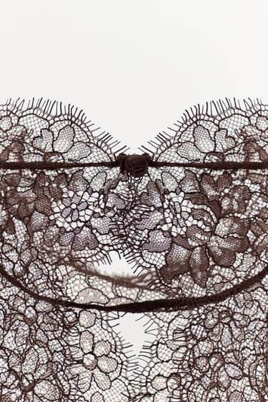 COMBINED LACE BACK NECKLINE BODYSUIT - MAROON by Zara - Image 6