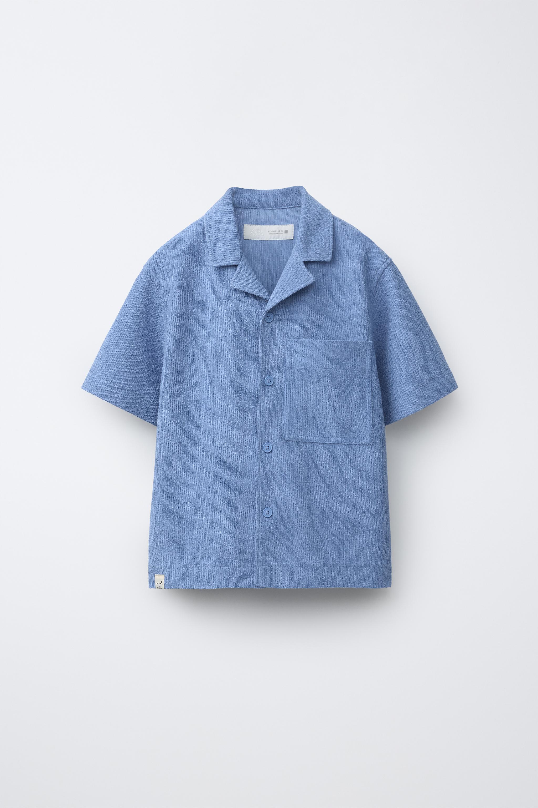 RUSTIC SPREAD COLLAR SHIRT - Blue | ZARA United States