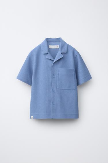 CHEMISE BOWLING RUSTIQUE - Bleu de Zara