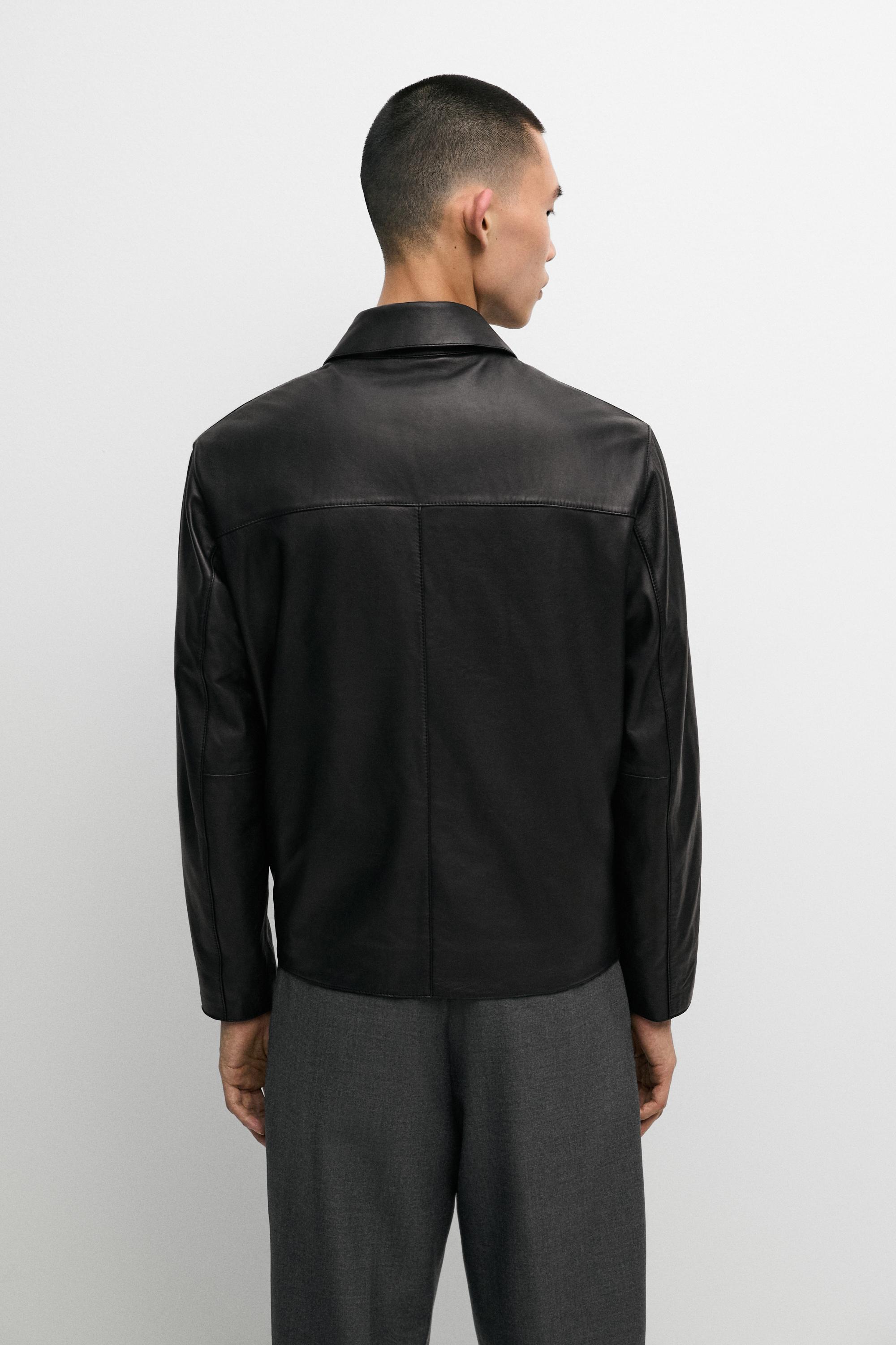 Nappa leather jacket with pocket detail
