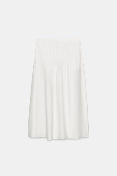 Zara PLEATED MIDI SKIRT - White