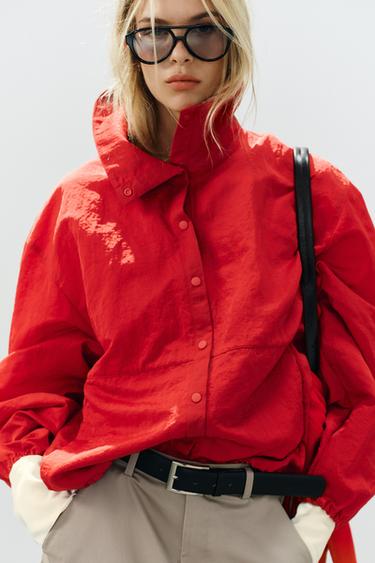 TECHNICAL FABRIC BUTTON-UP JACKET - Red by Zara