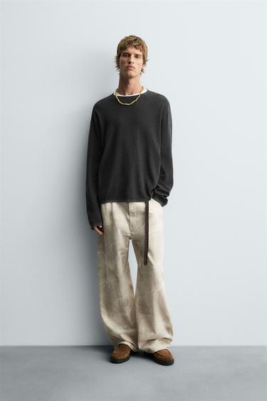 TEXTURED WASHED SWEATER - Faded black by Zara