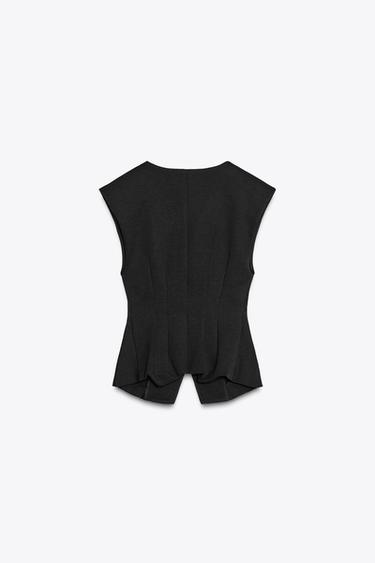 INTERLOCK SLEEVELESS TOP - Black by Zara - Image 4