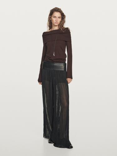 Jersey punto hombros descubiertos mezcla lana - Ciruela de Zara - Imagen 0
