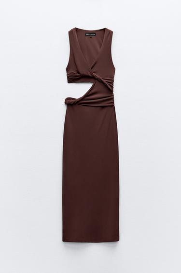 TWIST CUT-OUT DRESS - Dark brown by Zara