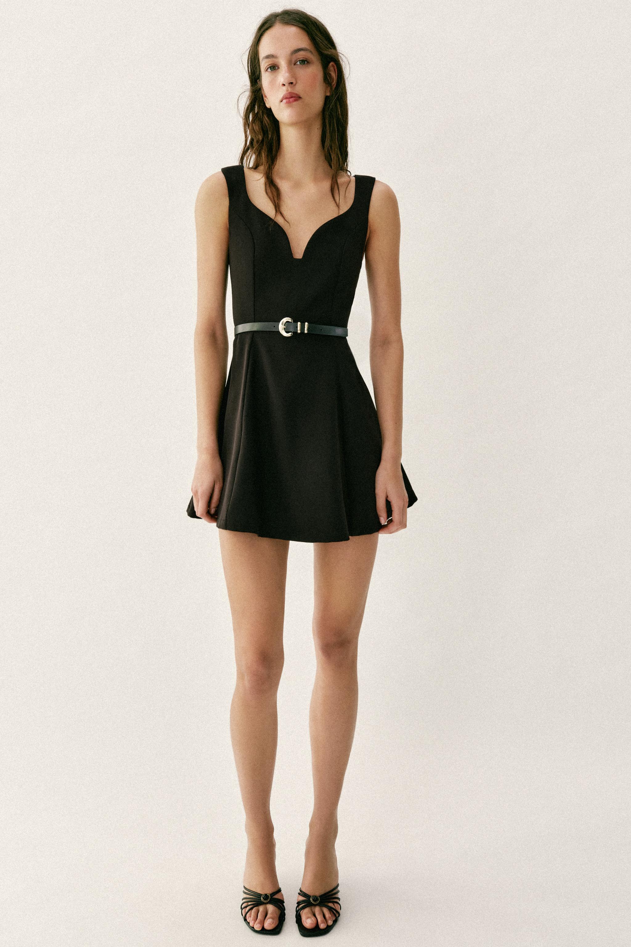 Zara - Belted Mini Dress - Black - Xl - Woman Zara - Belted Mini Dress - Black - Xl - Woman