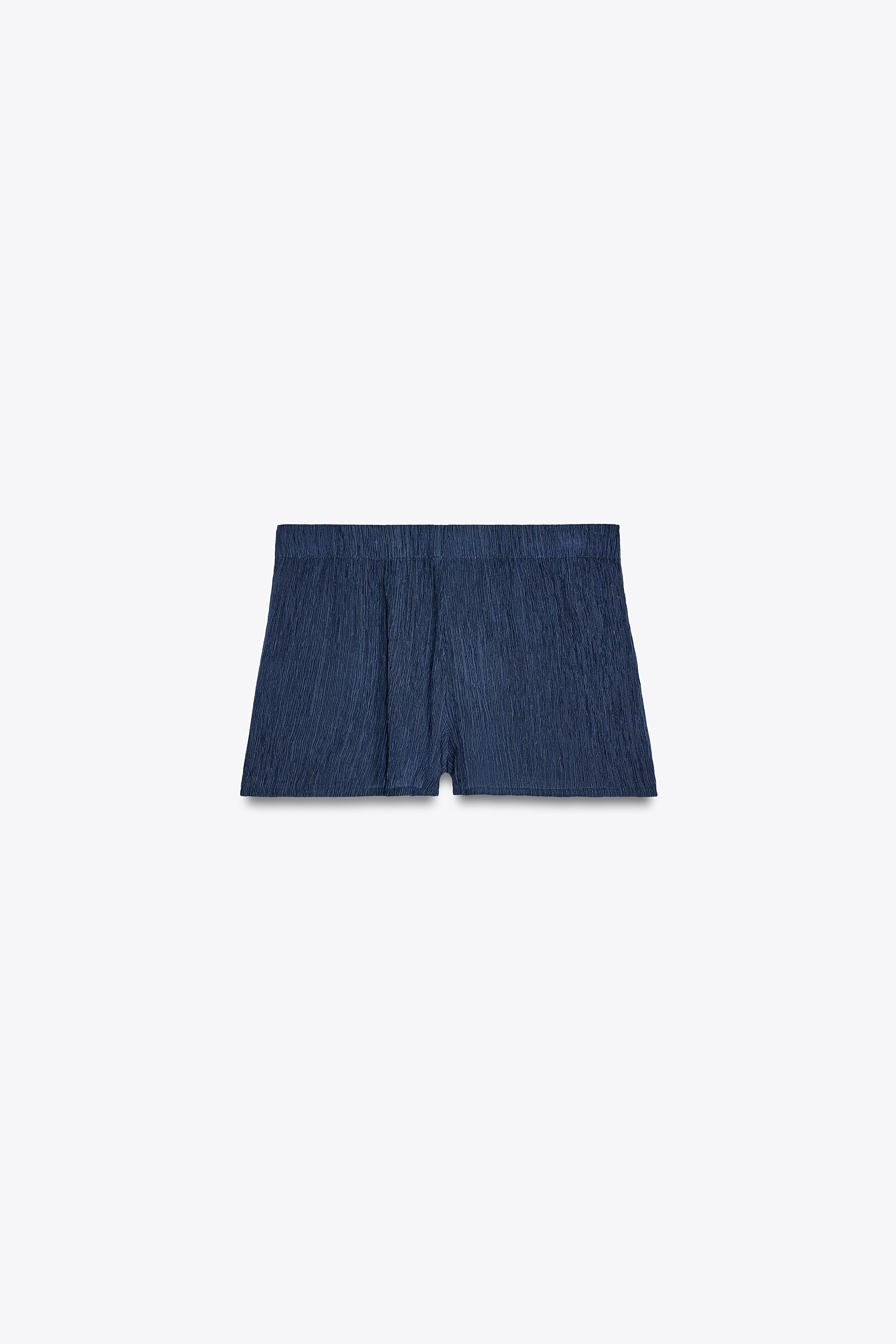 ZARA ストラクチャーフルイドショートパンツ 6929/002 ストラクチャーフルイドショートパンツ - ネイビーブルー | ZARA