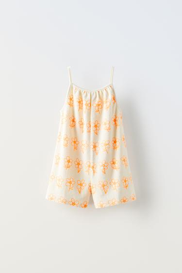 MONO CORTO TOALLA FLORES - Crudo de Zara - Imagen 0