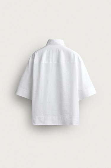 CHEMISE BOXY FIT À RAYURES - Blanc de Zara - Image 6