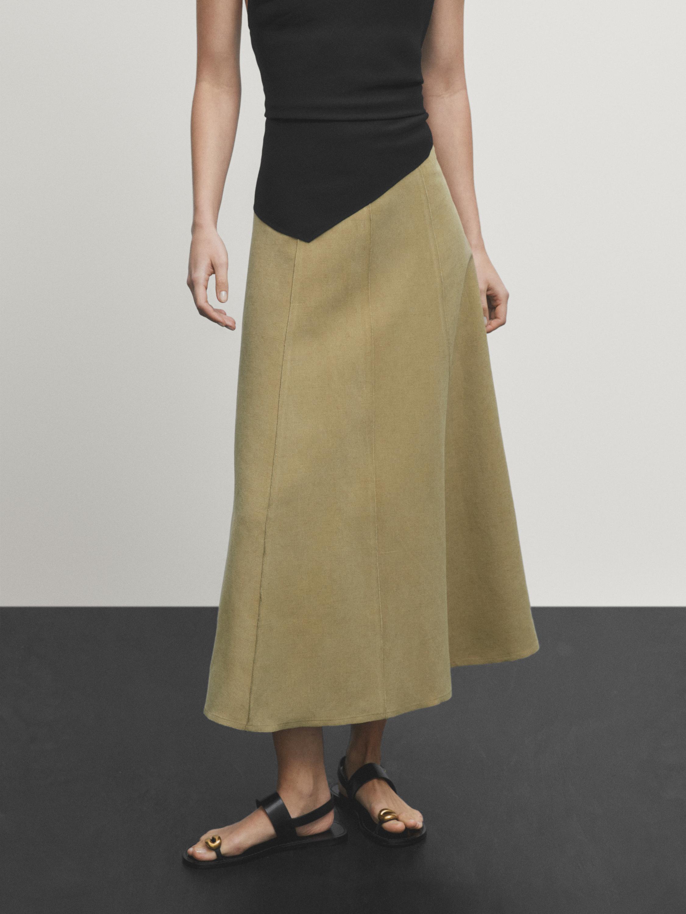 Fashion zara green maxi skirt