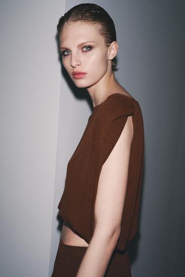 ELASTISCHES STRICKOBERTEIL - Braun von Zara