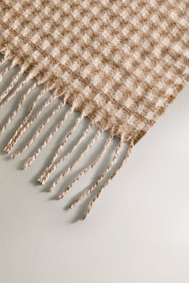 CHECK THROW WITH FRINGING - Dark beige by Zara - Image 2