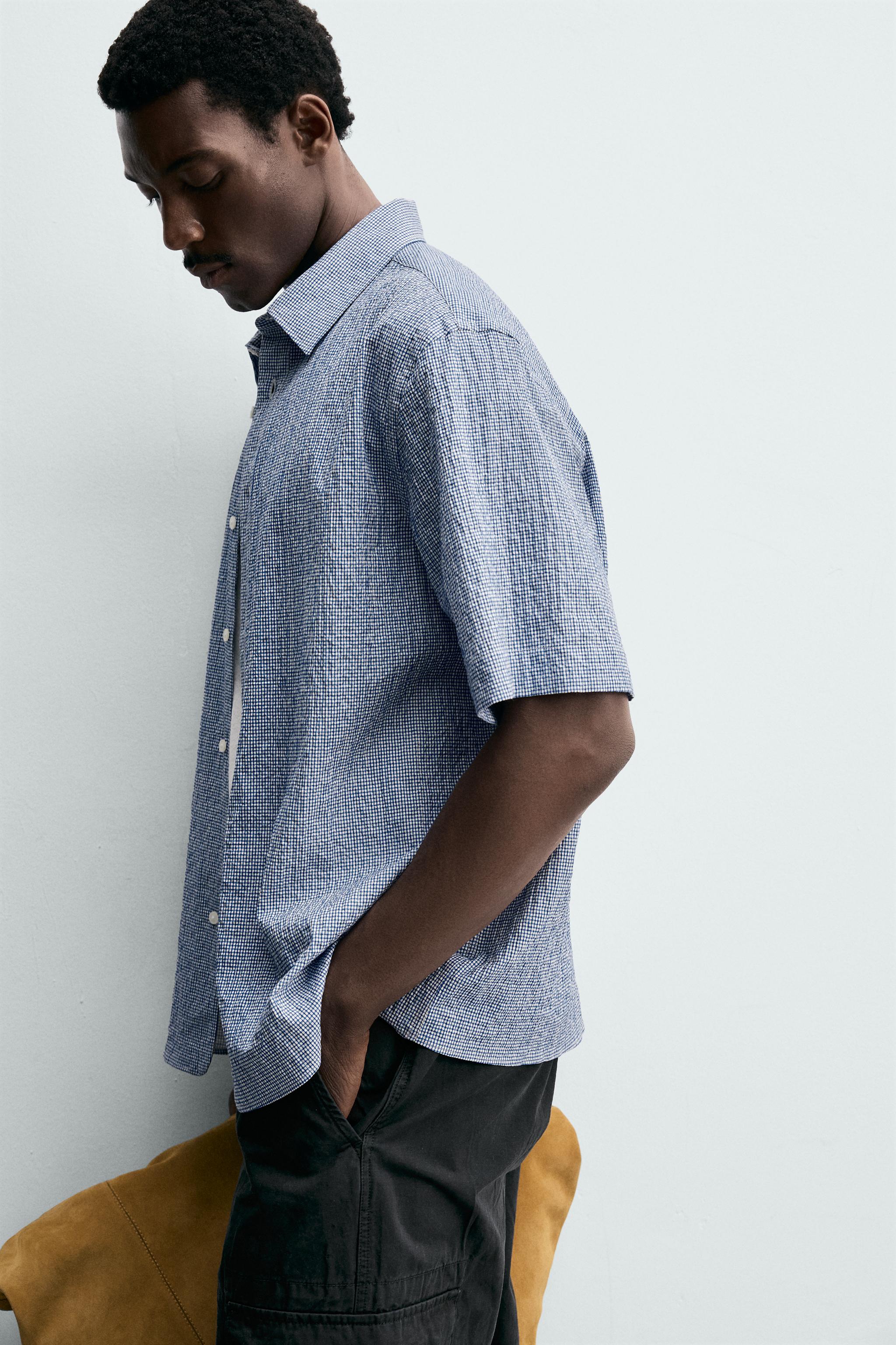 REGULAR FIT TEXTURED PLAID SHIRT