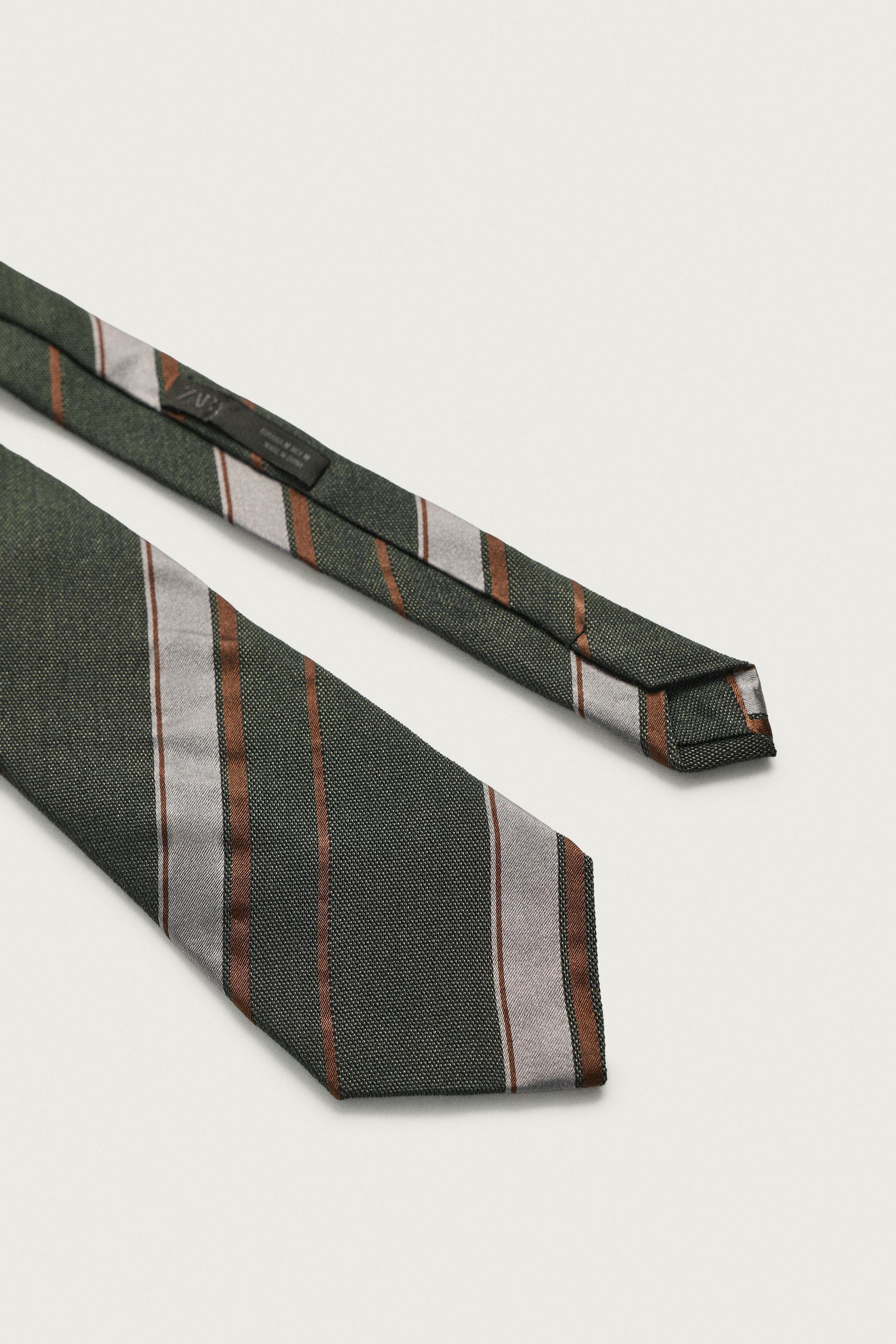 STRIPED WOOL AND SILK TIE