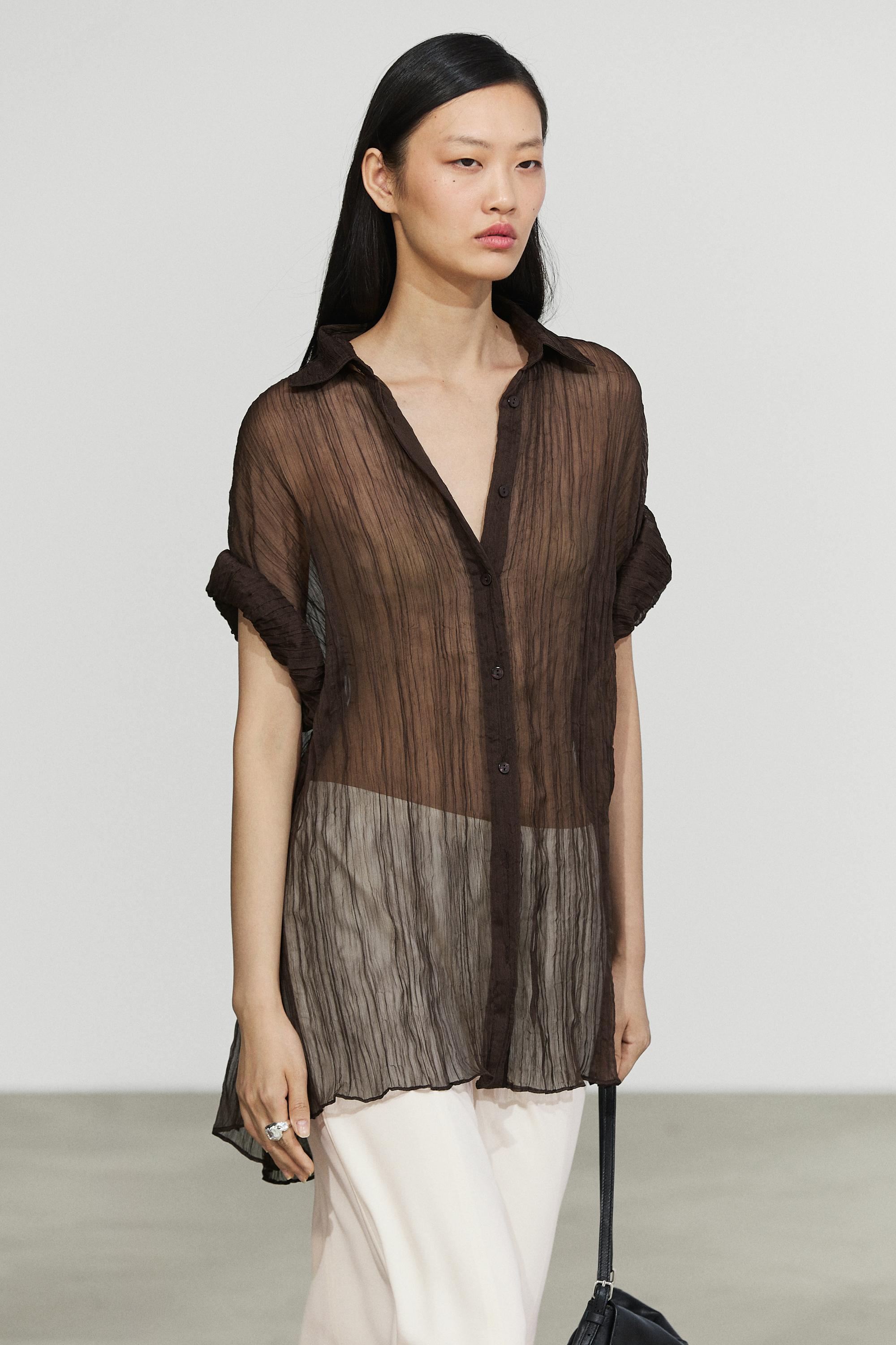 Pleated total look shirt