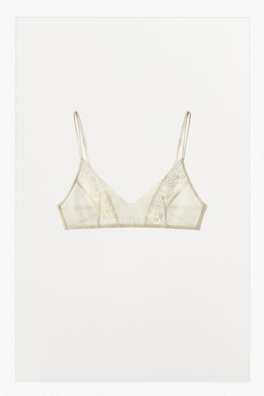 LACE TRIANGLE BRA - Ecru / Beige by Zara