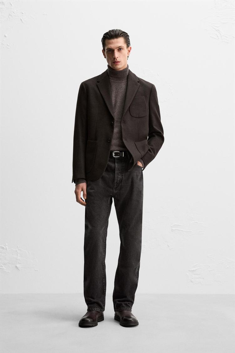 MANTECOフランネルウール混ブレザー - ダークブラウン | ZARA Japan / 日本