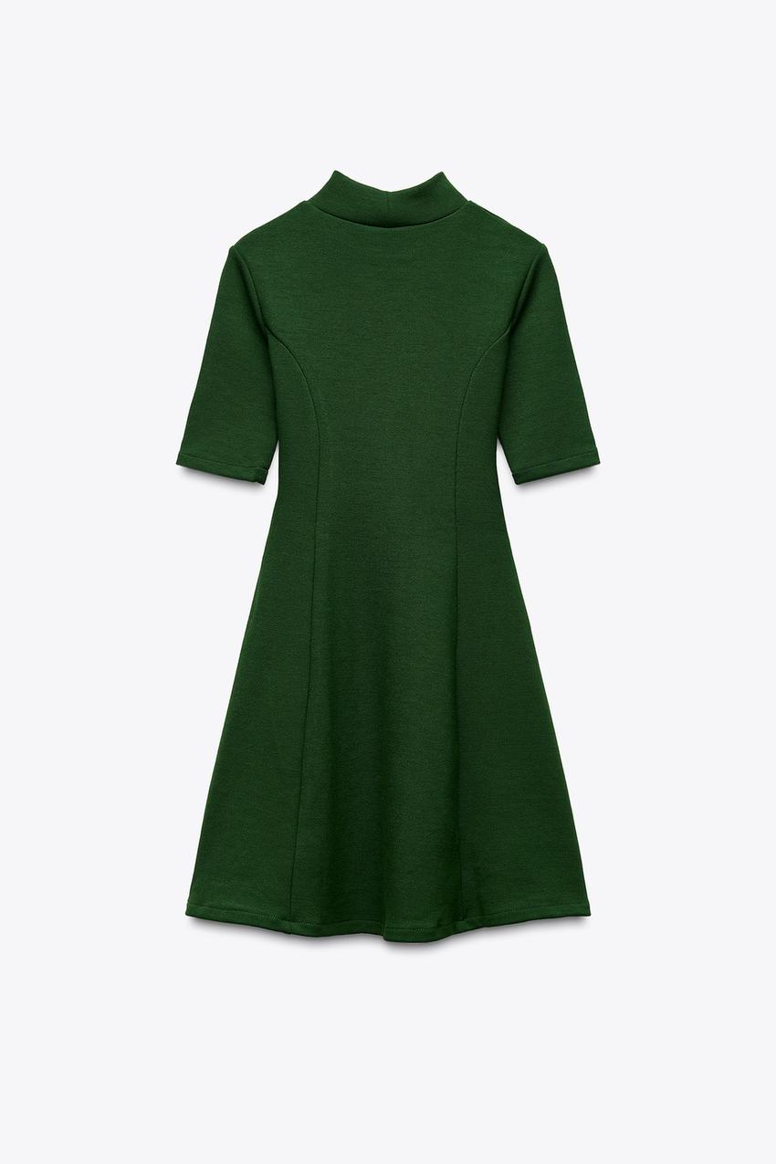 STRETCH KNIT SKATER DRESS WITH BELT