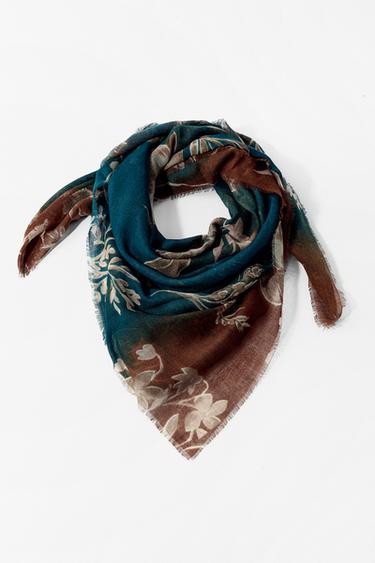 FLORAL PRINT SCARF - Blue by Zara