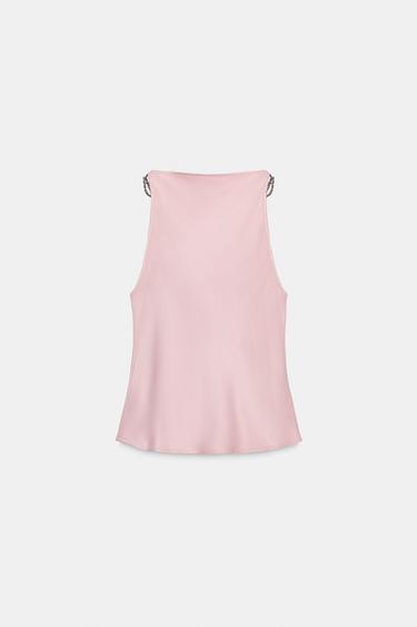 TOP SATINÉ FANTAISIE - rose poudré de Zara - Image 6