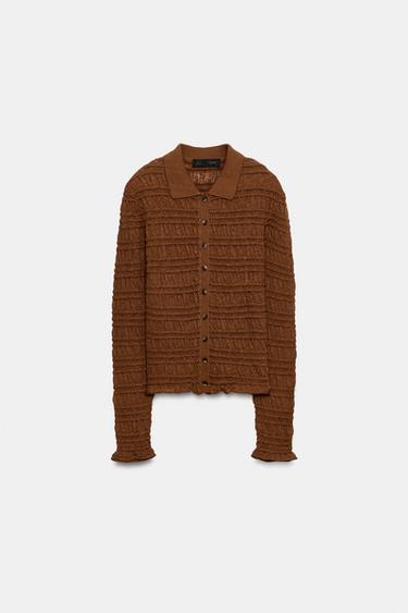 JAKKE I VAFFELSTRIK - orangebrun fra Zara