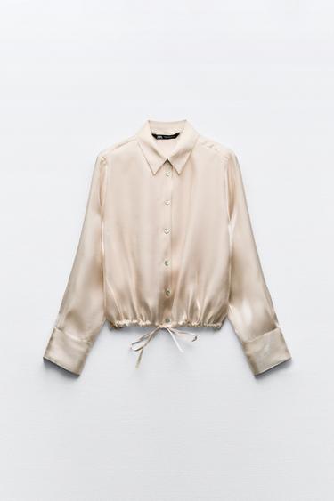 БЛУЗА ИЗ ОРГАНЗЫ С РЕГУЛИРУЕМЫМ НИЗОМ — Кава от Zara — изображение 0