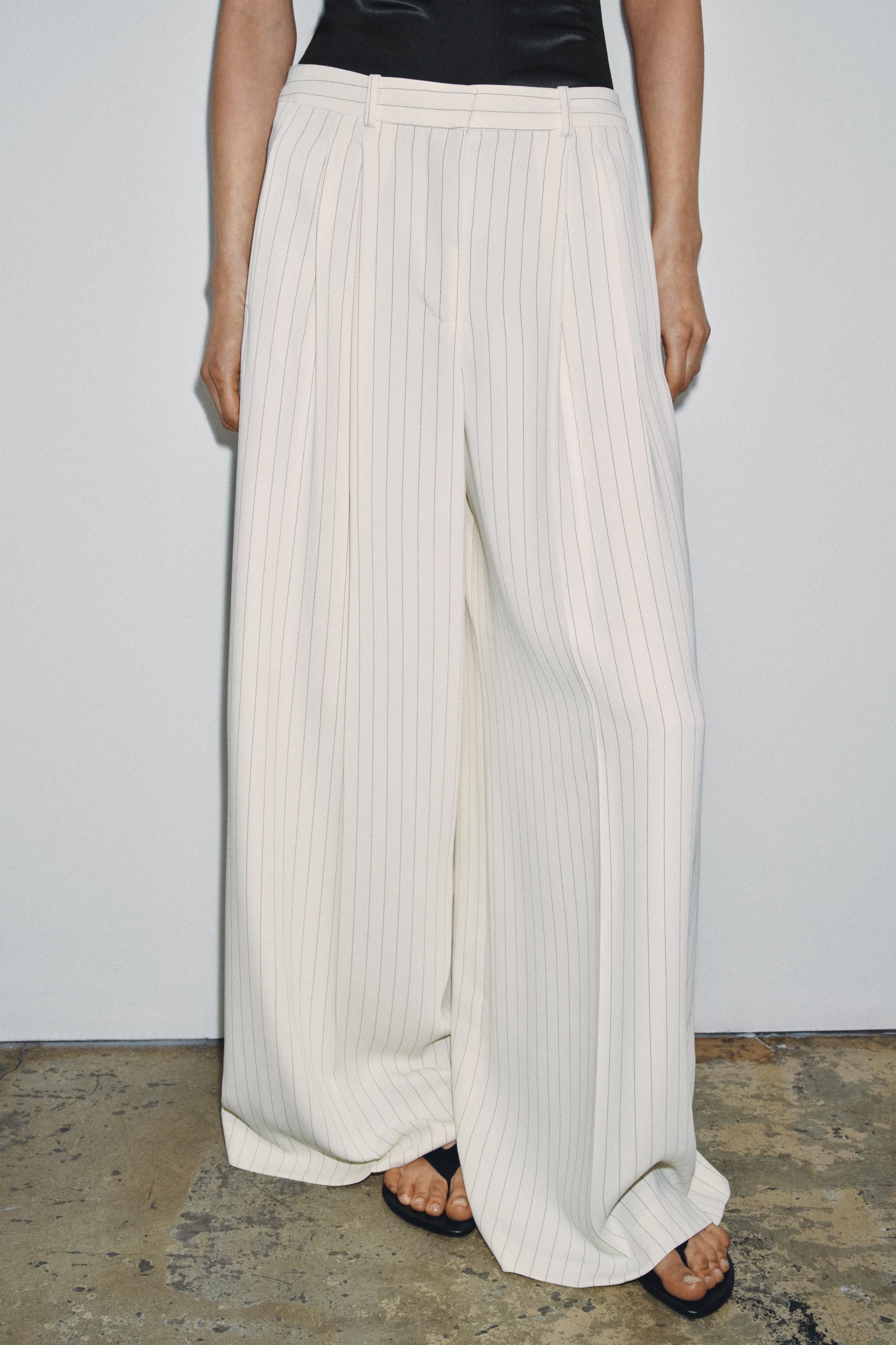 ZW COLLECTION ÇİZGİLİ GENİŞ PAÇA PANTOLON - Görsel 2
