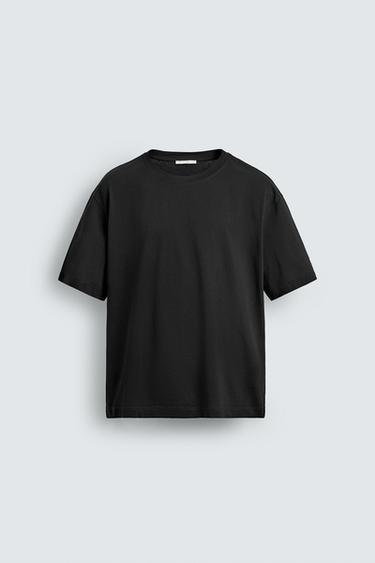 CROPPED FIT MERCERISED T-SHIRT - Black by Zara