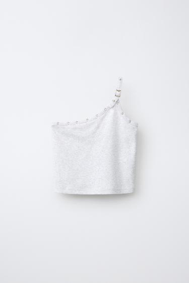 ASYMMETRIC TOP WITH BUCKLES - Grey marl by Zara