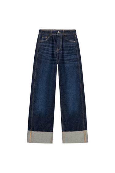 Z1975 BARREL mid-waist JEANS WITH TURN-UP HEMS - Blue by Zara