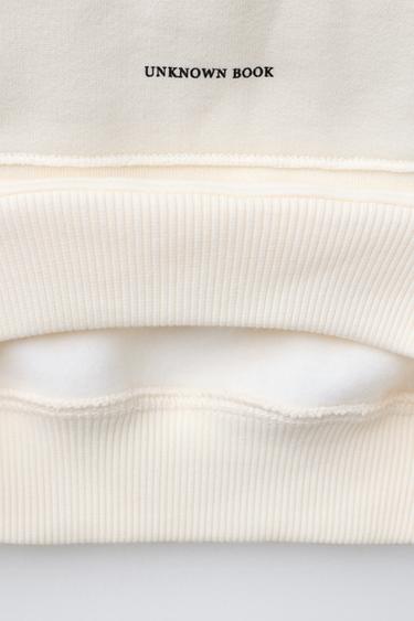FLOCK TEXT PATCH SWEATSHIRT - Ecru by Zara - Image 3