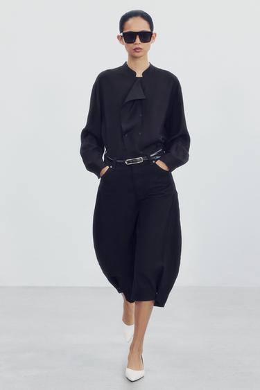 CAMISA CRUZADA ZW COLLECTION - Preto da Zara