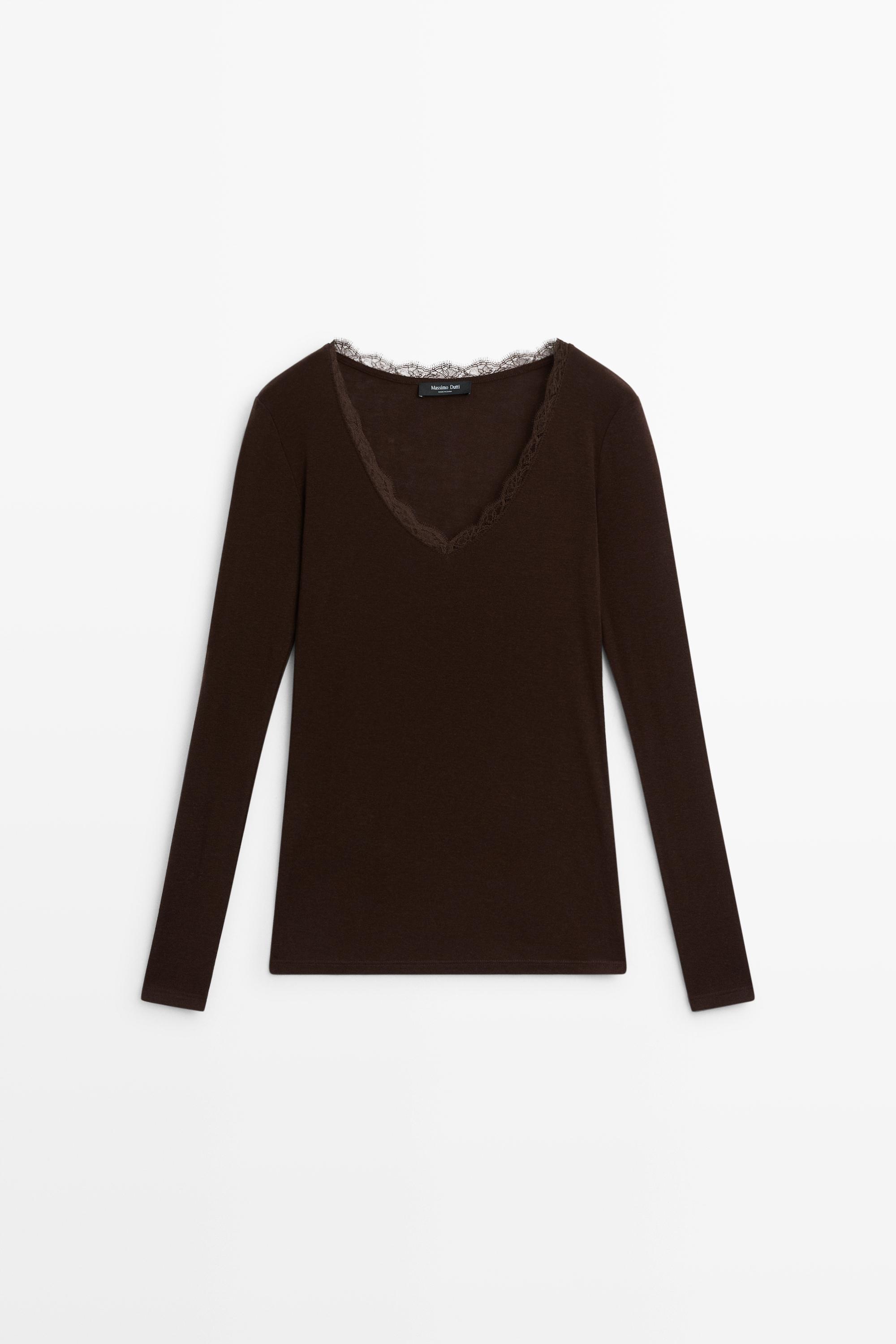 T-shirt manches longues détail lingerie