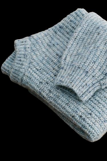 Zara ZARA TIMELESS - CHUNKY KNIT WOOL SWEATER - Light blue