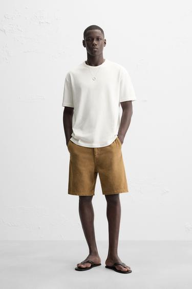 REGULAR FIT T-SHIRT - Oyster-white by Zara - Image 0