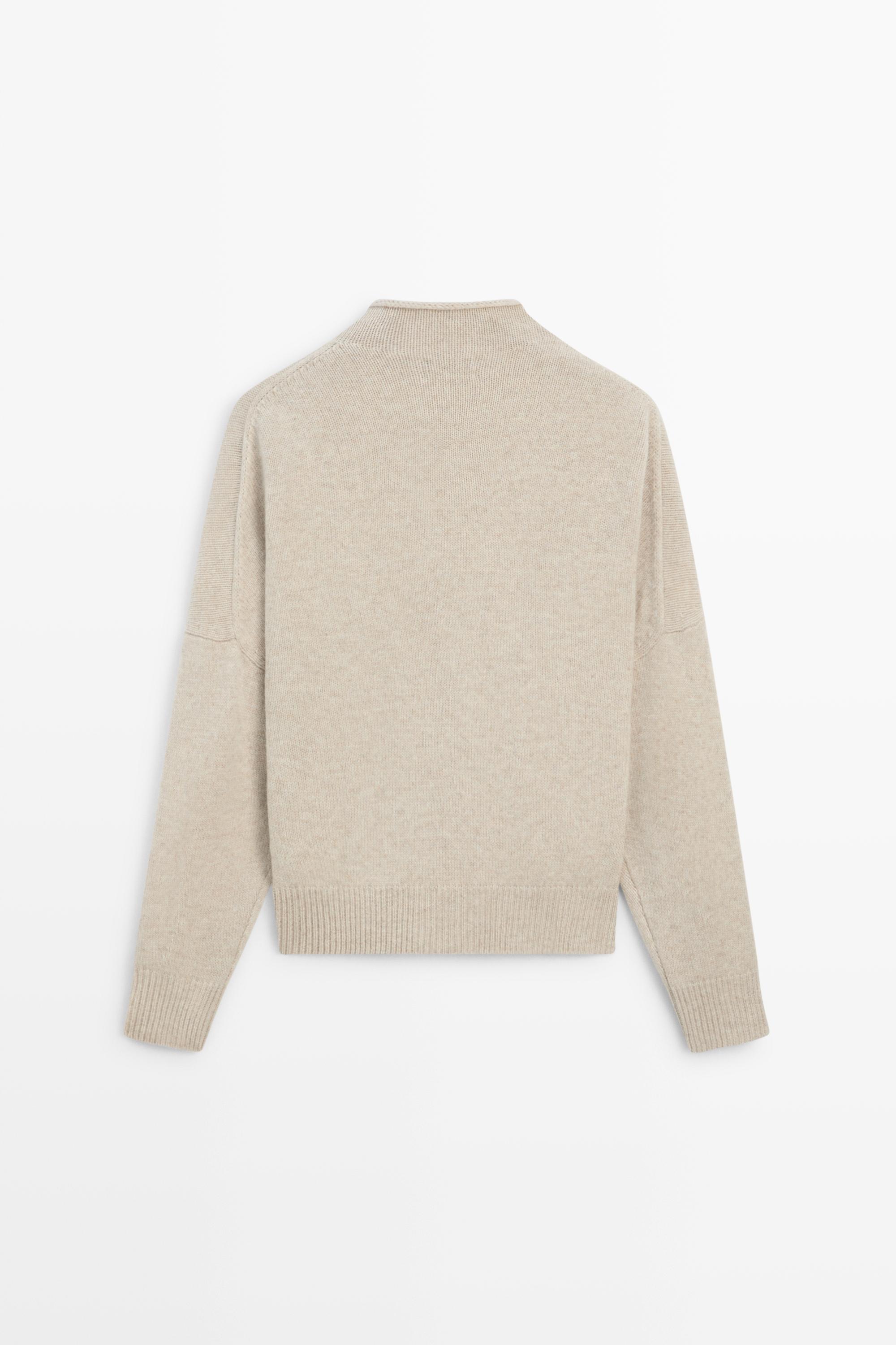 100% wool oversize knit sweater - Stone | ZARA United States