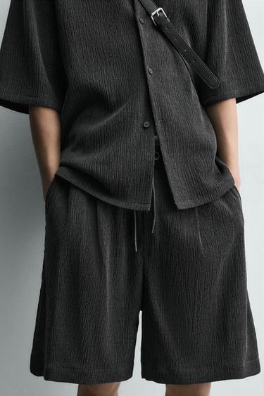 EMBOSSED RELAXED FIT BERMUDA SHORTS - Anthracite Grey by Zara