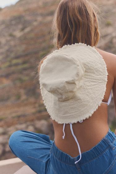 FRAYED BUCKET HAT - Ecru by Zara - Image 2