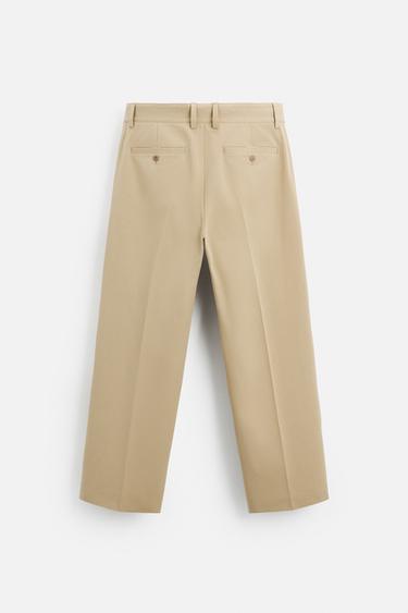 STRAIGHT-LEG PLEATED TROUSERS - Ecru by Zara - Image 6