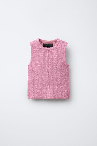 TOP PUNTO LENTEJUELAS - Rosa de Zara