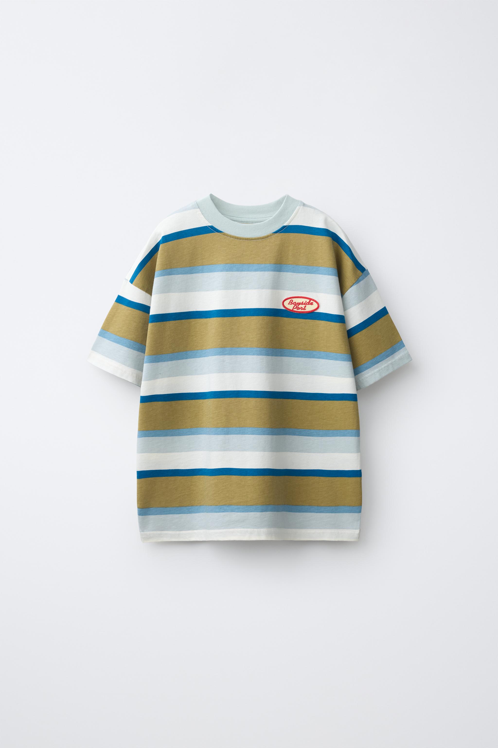 STRIPED PATCH T-SHIRT — striped