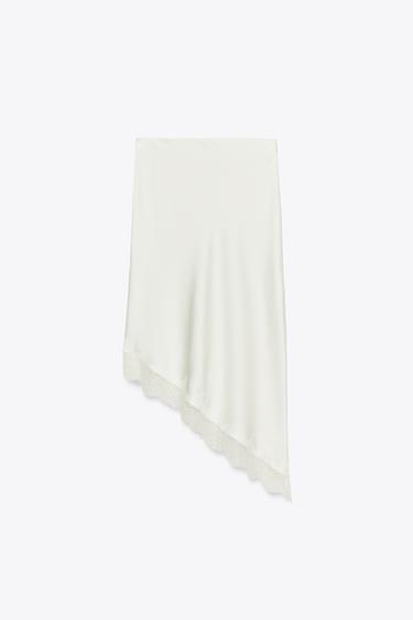 SATIN LACE SKIRT - Oyster-white by Zara - Image 7