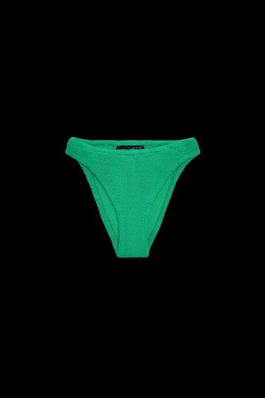 Zara TEXTURED BIKINI BOTTOMS - Green - Image 0