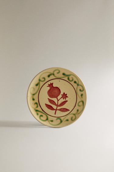 POMEGRANATE TERRACOTTA SIDE PLATE - Ecru / Red by Zara - Image 0