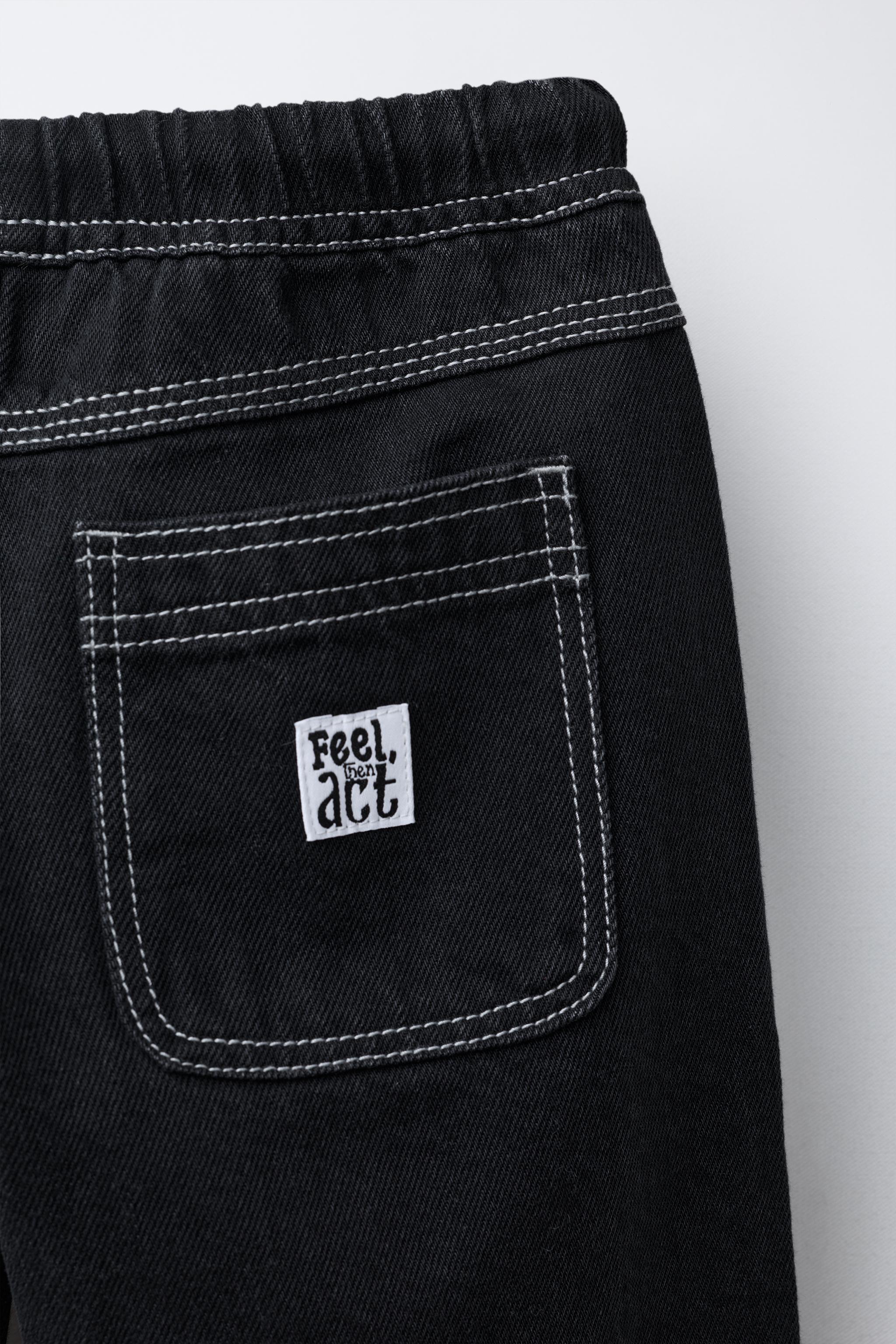 CONTRASTING LOOSE BAGGY JEANS