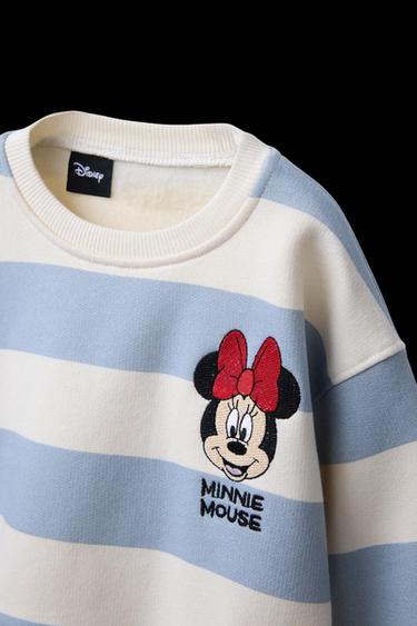 Zara STRIPED MINNIE MOUSE © DISNEY EMBROIDERED SWEATSHIRT - Light blue