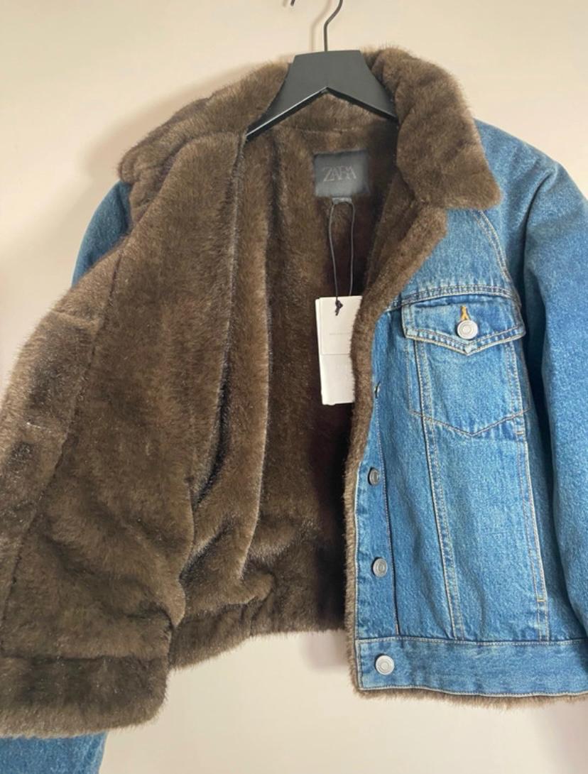 DENIM JACKET WITH FAUX FUR ZW COLLECTION - Image 4